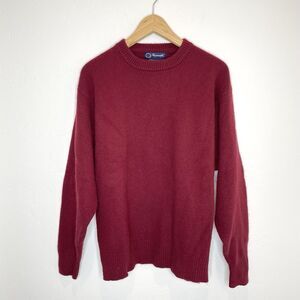 Faconnable Wool Angora Burgundy Crew Neck Sweater Mens Large Pullover